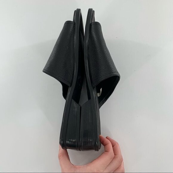 Montego Bay Club womens sandals size 8.5 black leather square toe vintage 90s - Picture 6 of 12